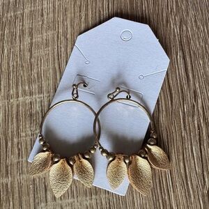 Gold Leaf Hoop Earrings